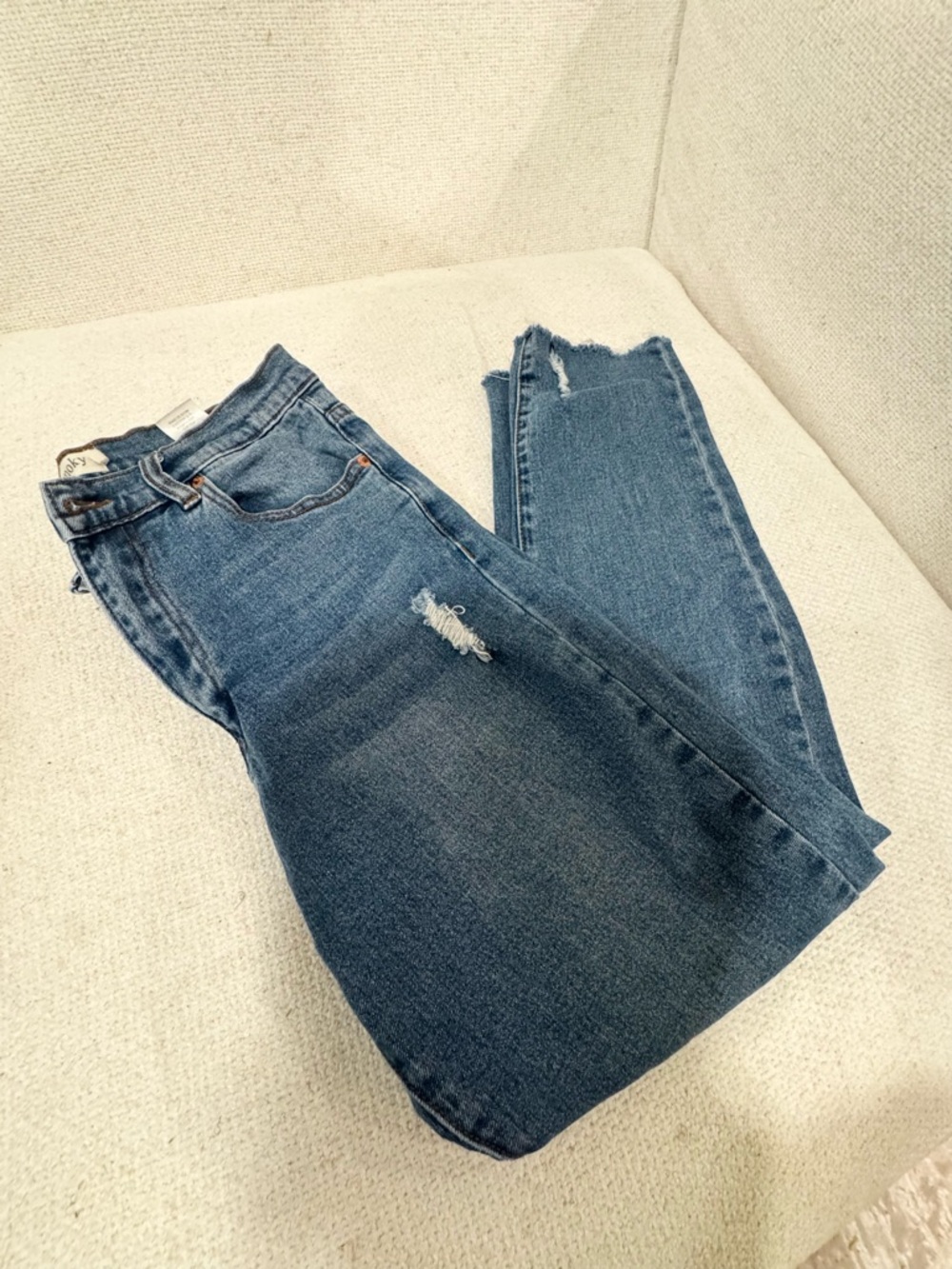 Women's Distressed Blue Jeans (ankle length)